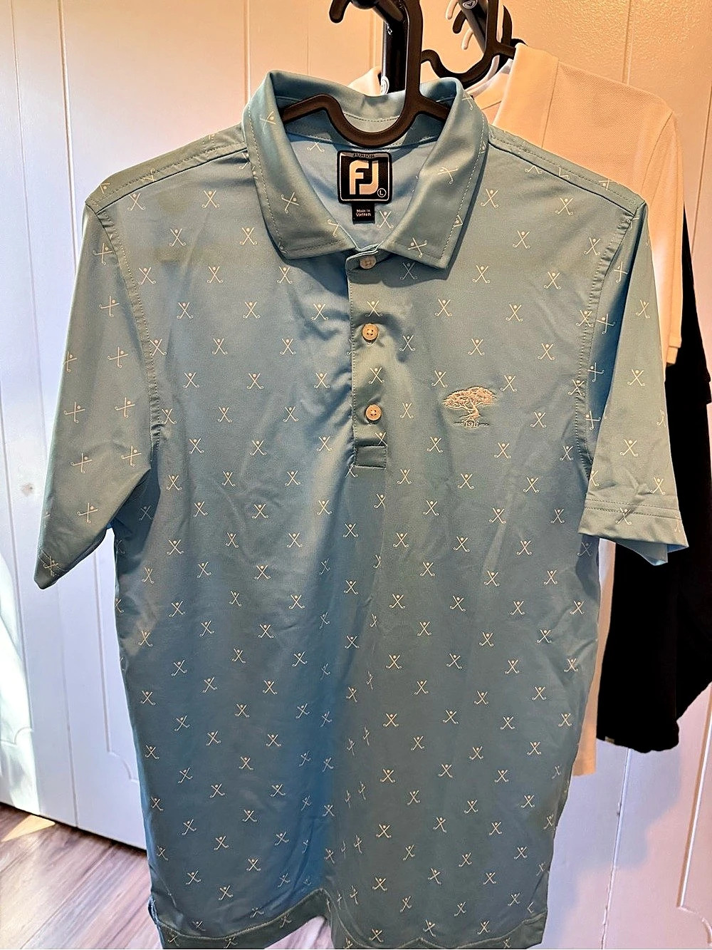 FJ FootJoy JUNIOR Youth Cypress Point Club Golf Polo Shirt Light Blue Size L